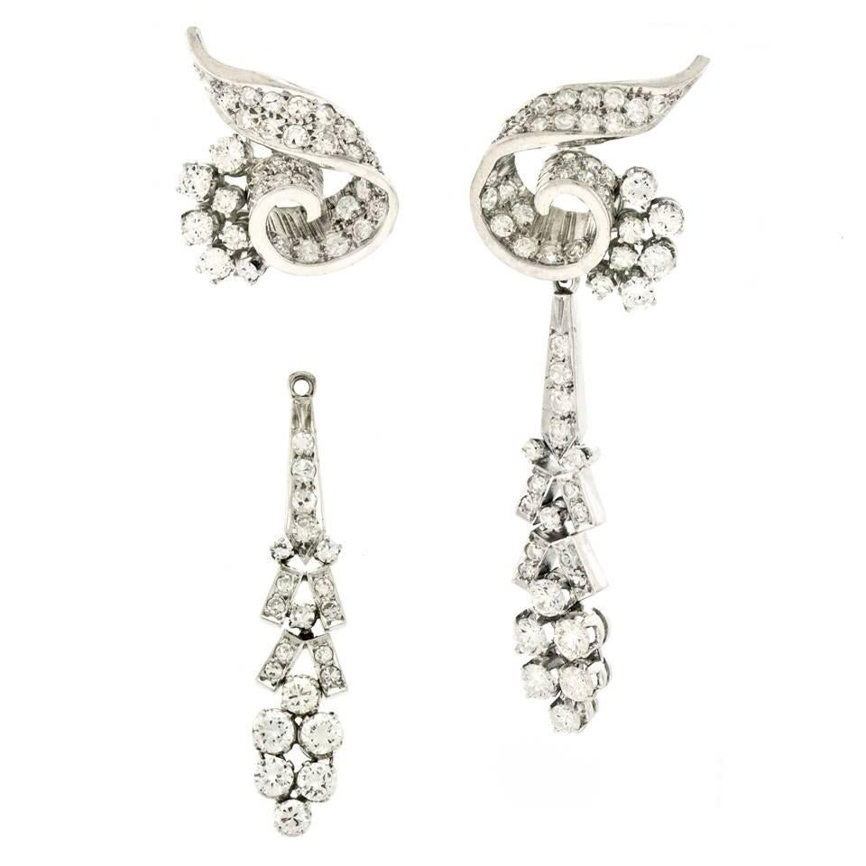 Women's Elegant Fifties Diamond Chandelier Earrings