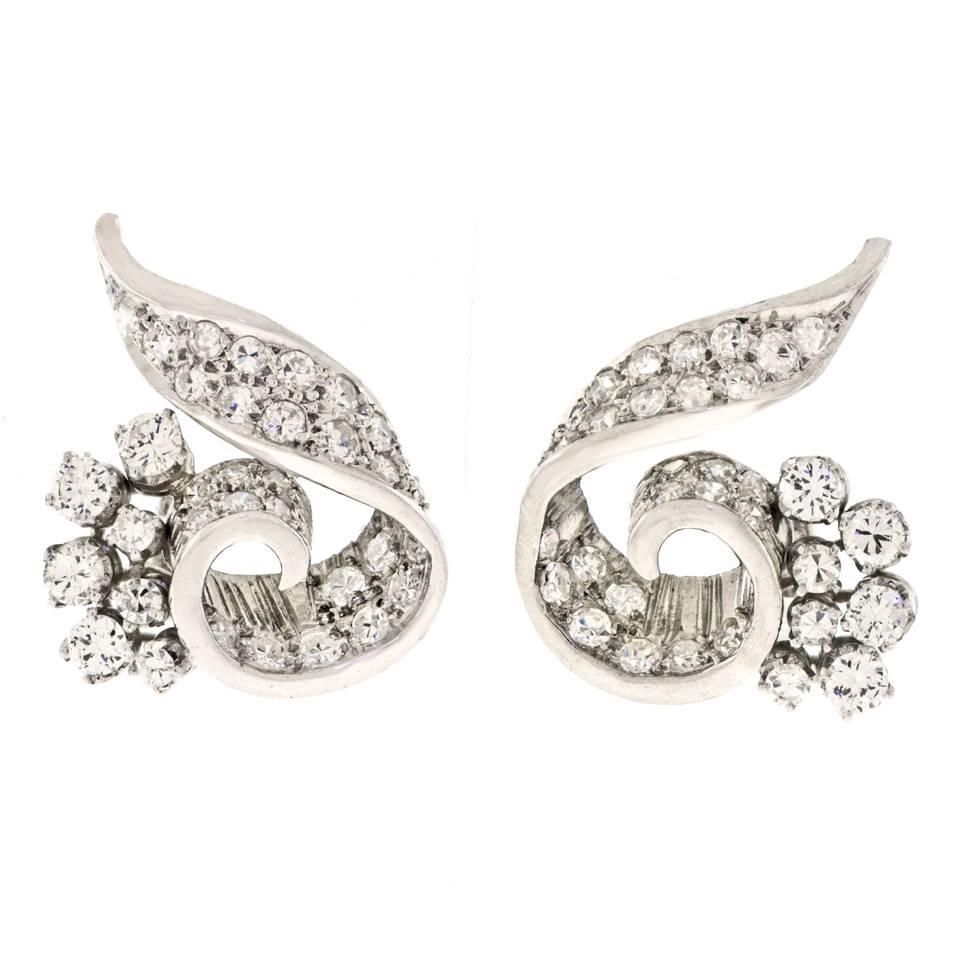 Elegant Fifties Diamond Chandelier Earrings 1