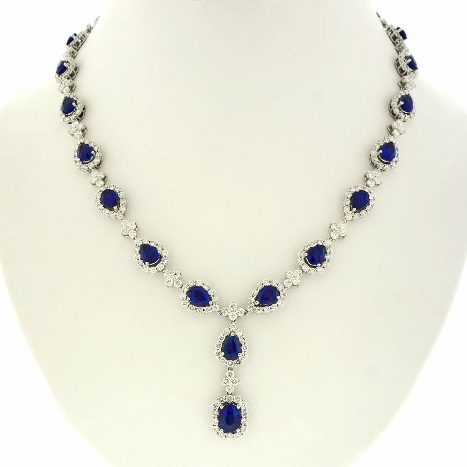 Stunning Gregg Ruth Sapphire & Diamond White Gold Necklace 4