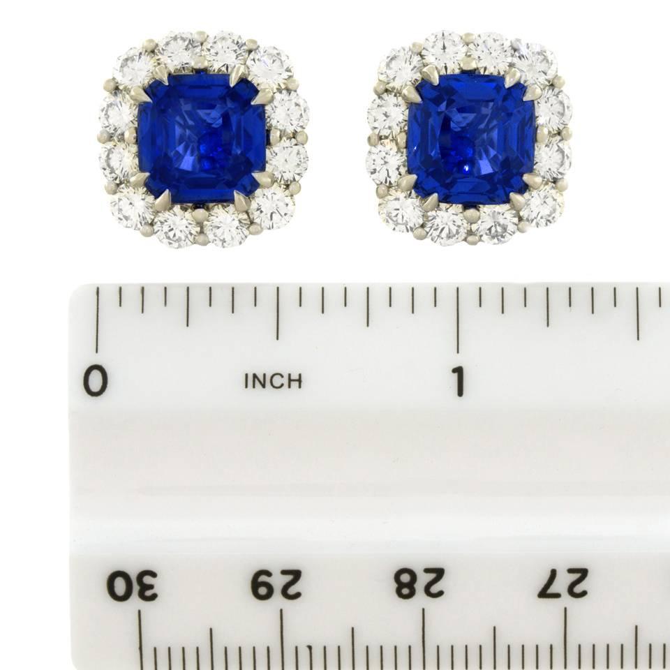 No Heat Sapphire and Diamond Earrings in Platinum AGTA Certificate 2