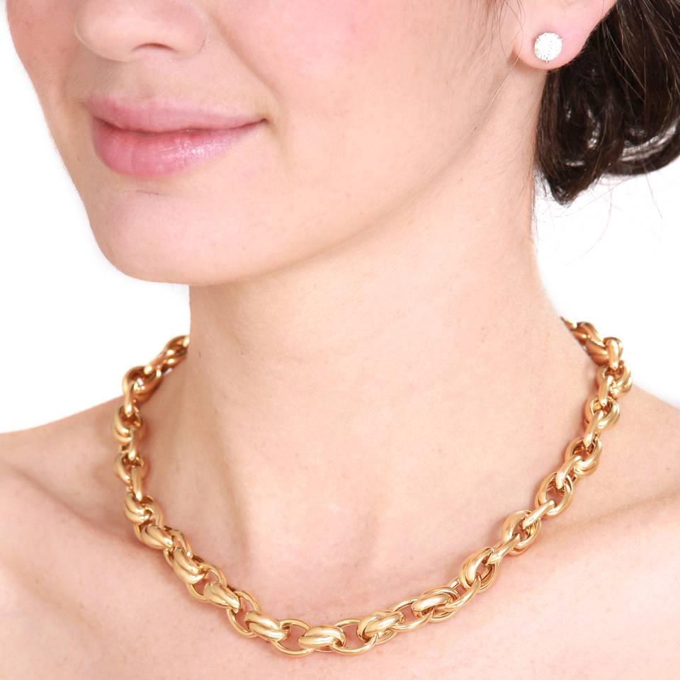 Women's 1980s Gay Freres Gold link Necklace