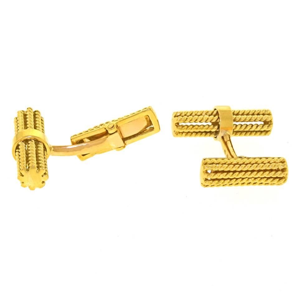 Women's or Men's Marchak Fifties Rope Twist Gold Cufflinks