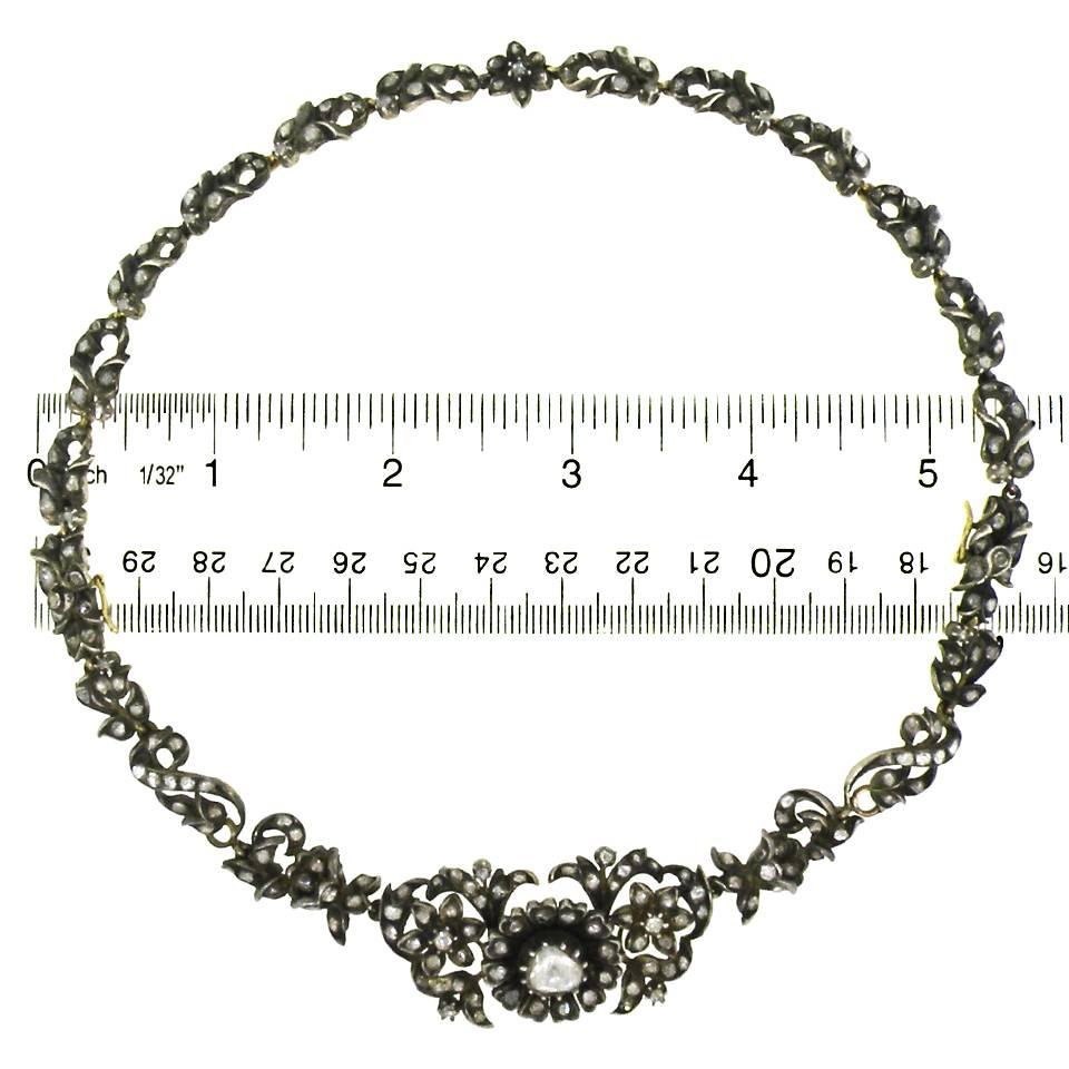 Antique Silver over Gold Diamond Necklace-Bracelet 1