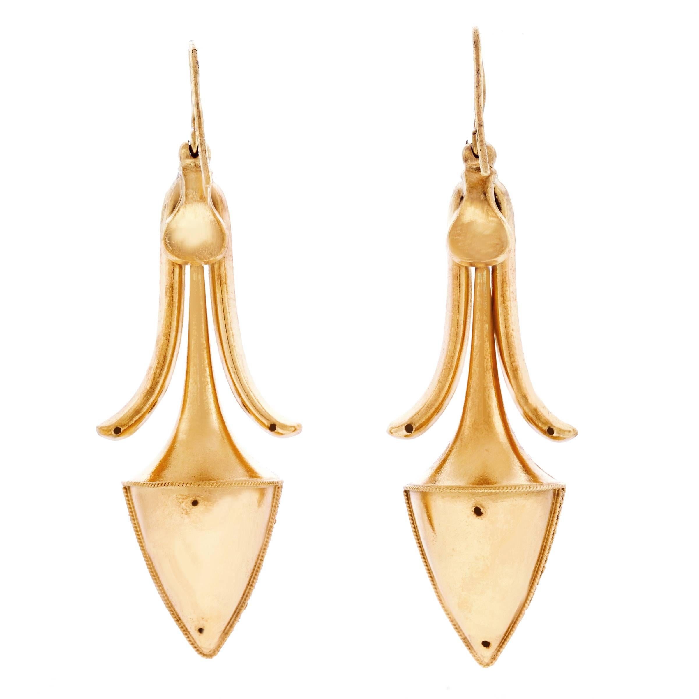 Antique Etruscan Revival Gold Chandelier Earrings 3