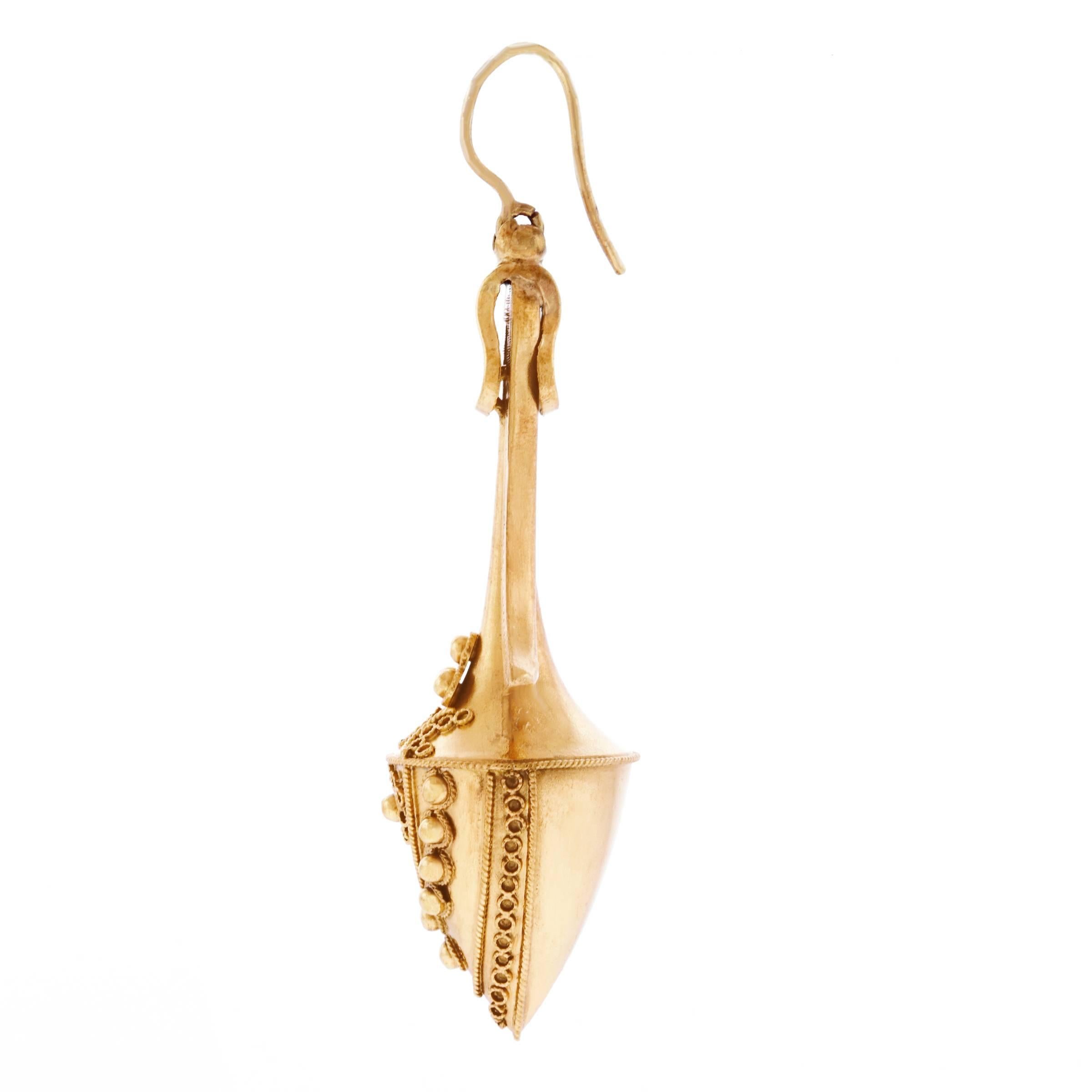 Antique Etruscan Revival Gold Chandelier Earrings 4