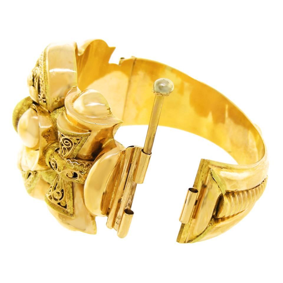 Victorian French Antique Gold Cuff Bracelet