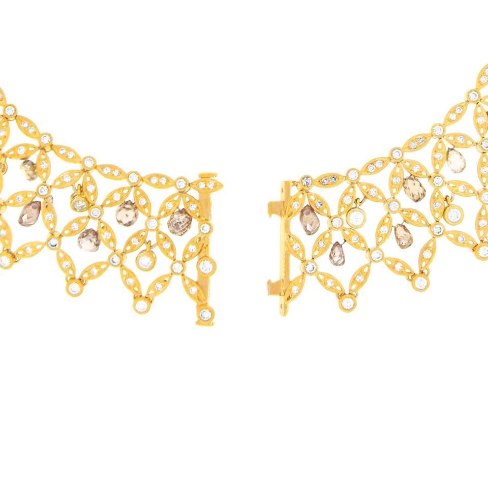 Spectacular Adler Diamond set Gold and Platinum Lace Cuff Bracelet 2