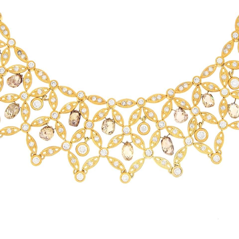 Spectacular Adler Diamond set Gold and Platinum Lace Cuff Bracelet 3