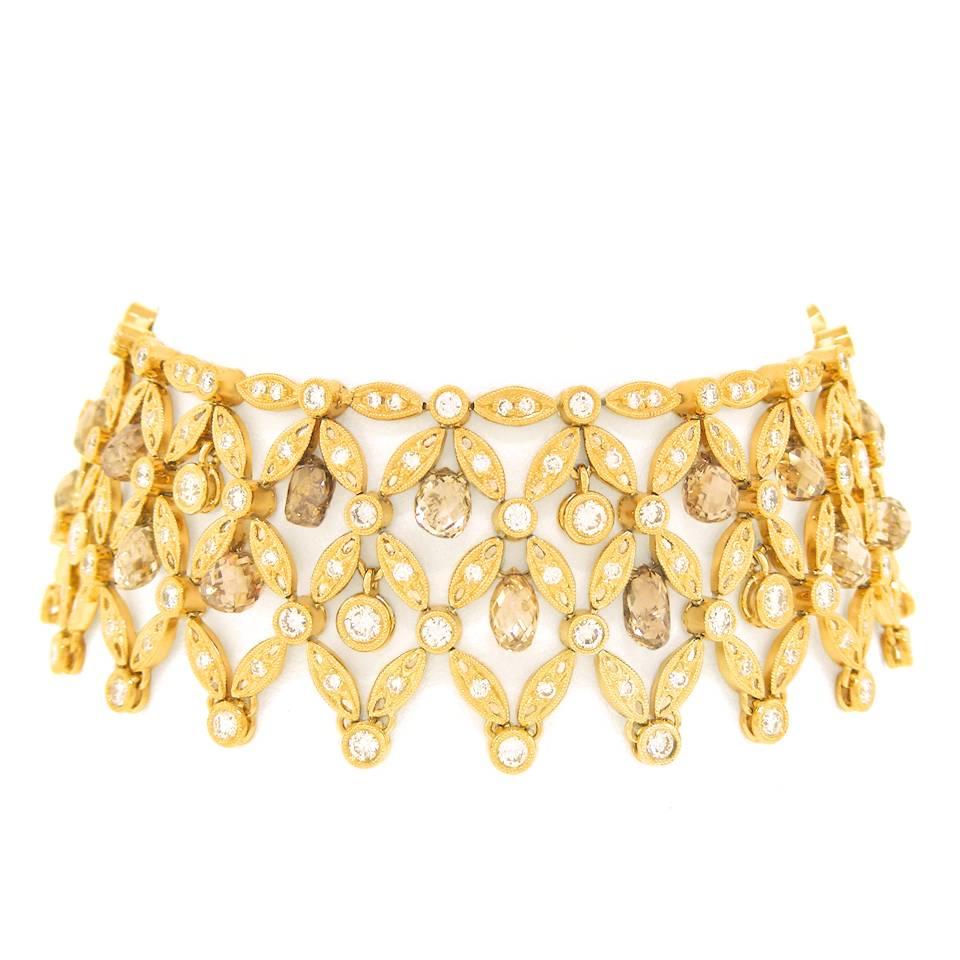 Spectacular Adler Diamond set Gold and Platinum Lace Cuff Bracelet