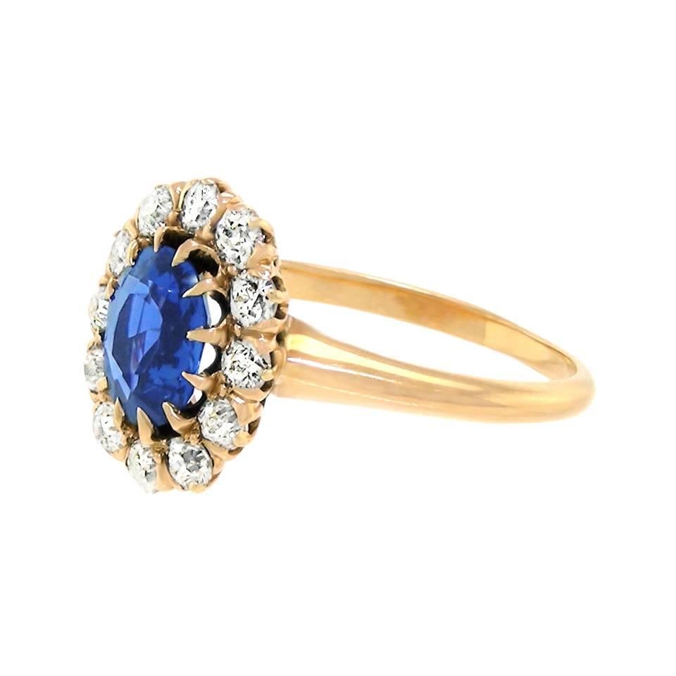 Edwardian Antique Sapphire Diamond Gold Ring