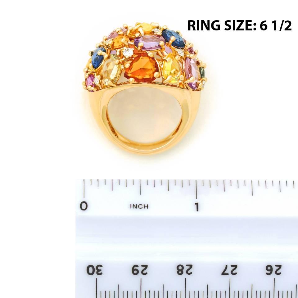 Colorful 12.0 Carat Total Weight Sapphire and Gold Ring 1
