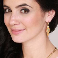 Antique Austro-Hungarian Turquoise Gold Dangle Earrings