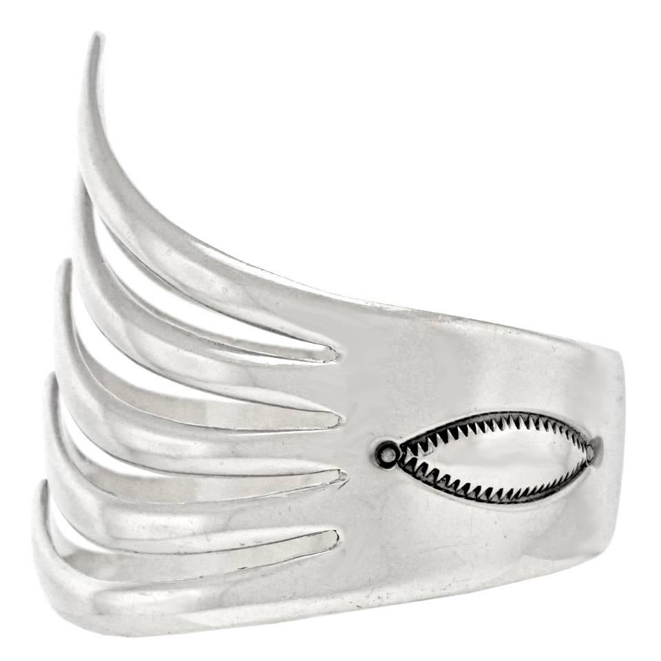 Women's 1950s Kenneth Begay Navajo Sterling Silver Pierced Cuff Bracelet
