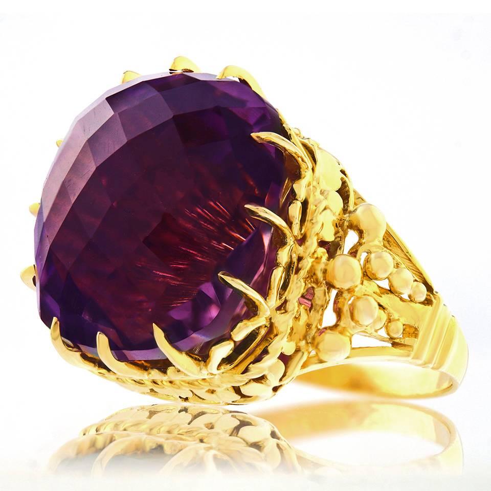 Alchemy Collection Purple Check on Gold Ring In Excellent Condition In Litchfield, CT