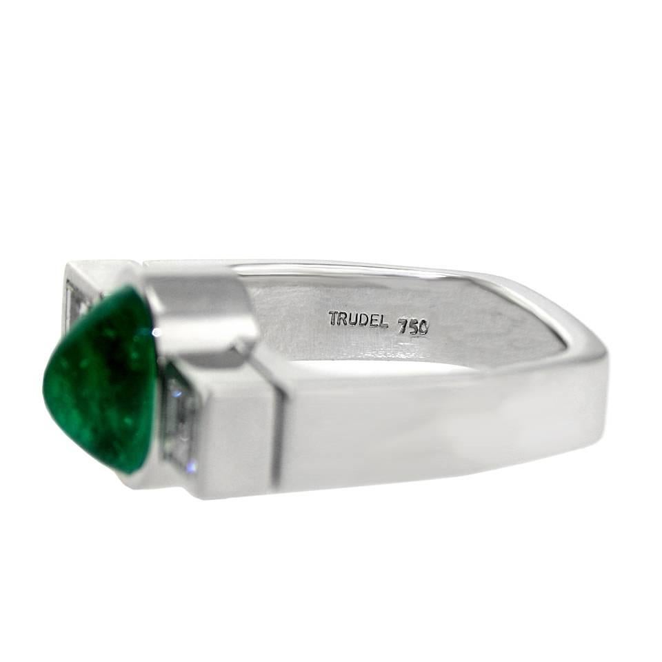Stunning Modernist Emerald and Diamond Ring by Trudel of Zurich 2
