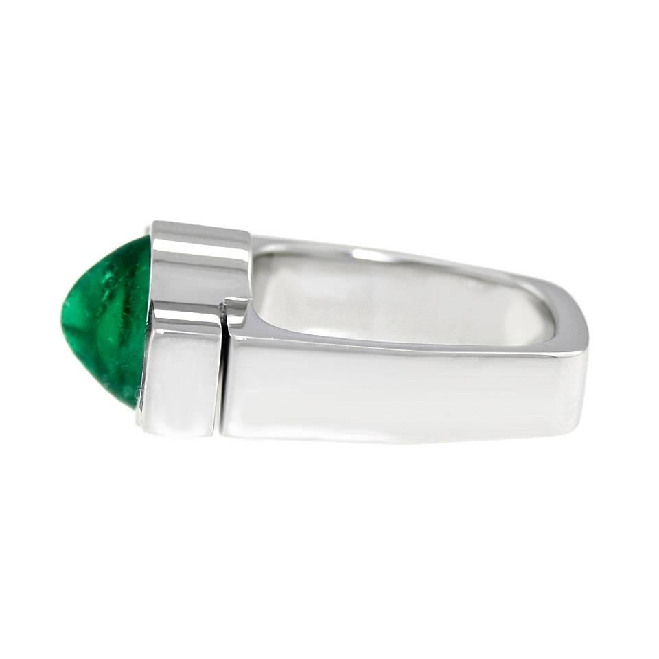 Stunning Modernist Emerald and Diamond Ring by Trudel of Zurich 4