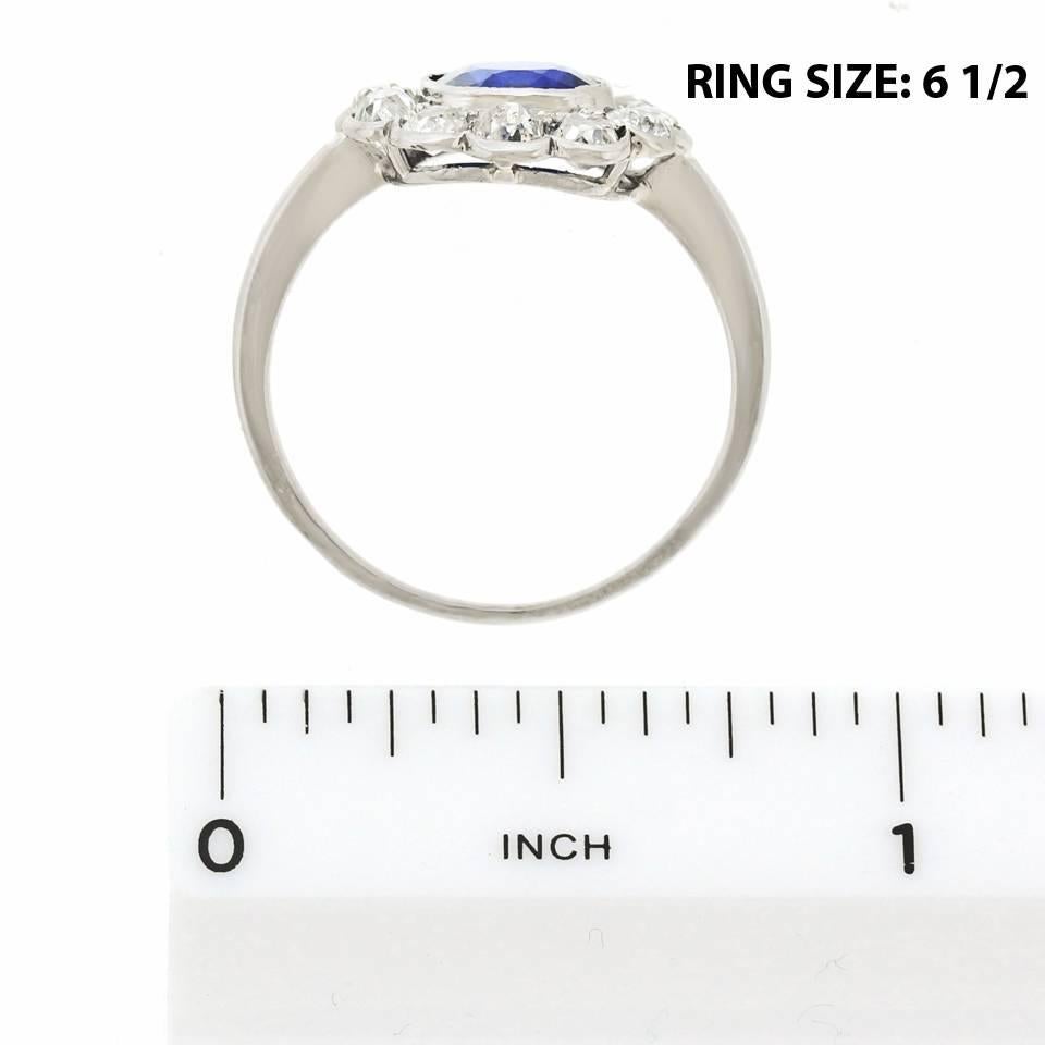 Antique 1.75 carat No Heat Burma GIA Sapphire Diamond Ring  2