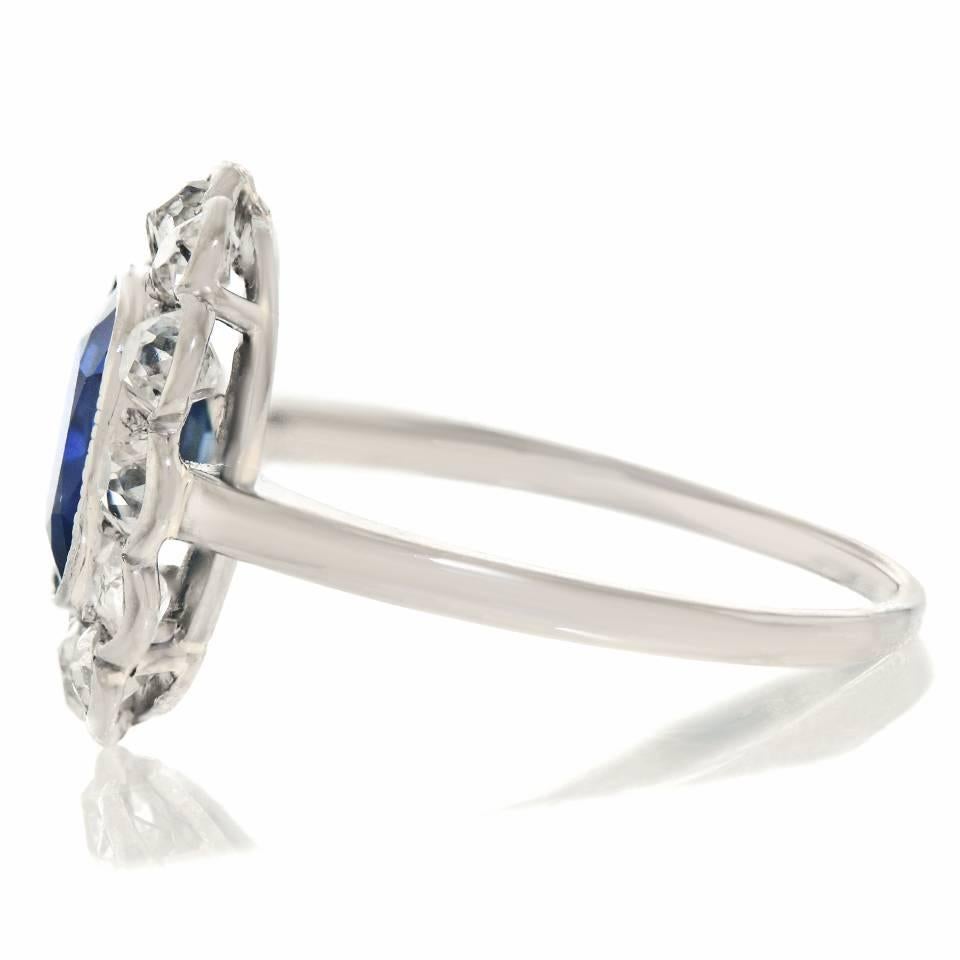 Antique 1.75 carat No Heat Burma GIA Sapphire Diamond Ring  3