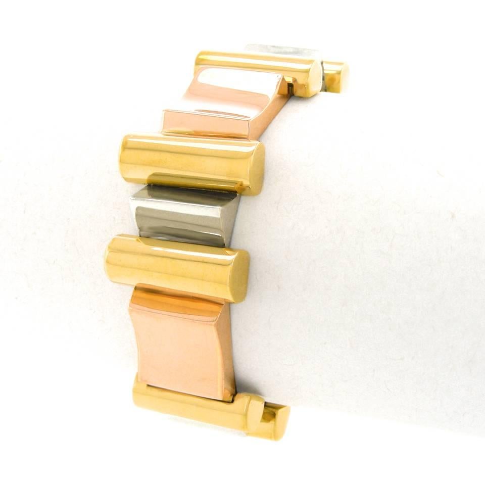 Art Deco Constructivist Three Color Gold Bracelet France 6