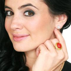 1950s Modernist Natural Coral Gold Ring