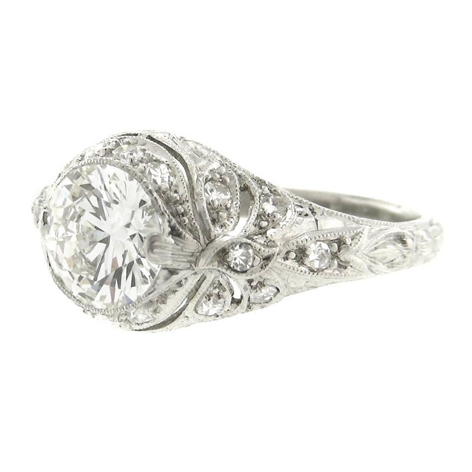 Art Deco 1.30ct Diamond and Platinum Ring