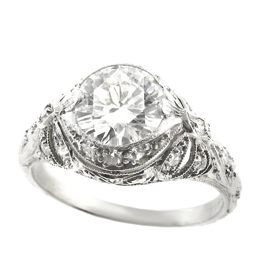 Art Deco 1.30ct Diamond and Platinum Ring 2