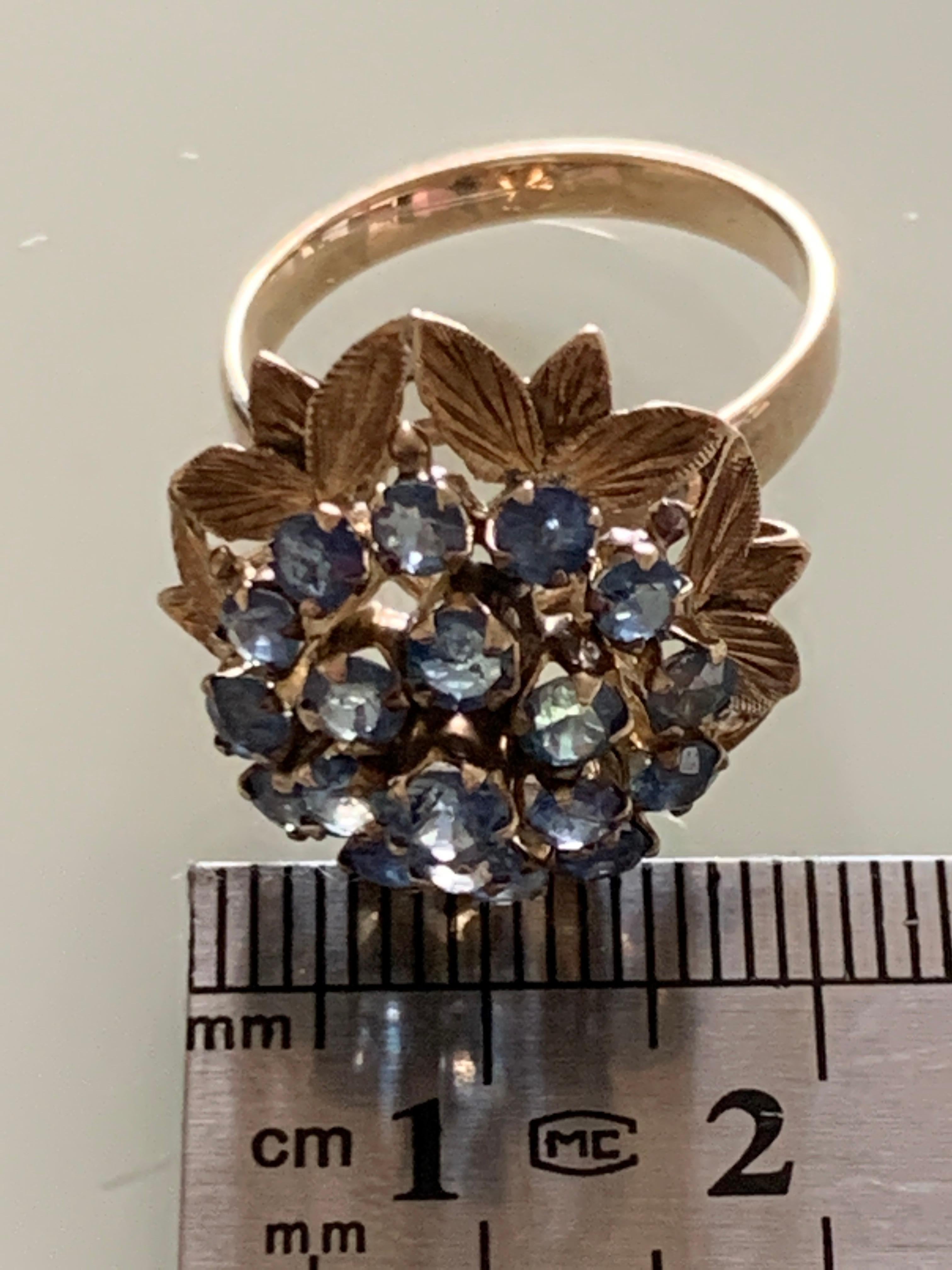 14ct Gold Blauer Edelstein Ring im Angebot 3