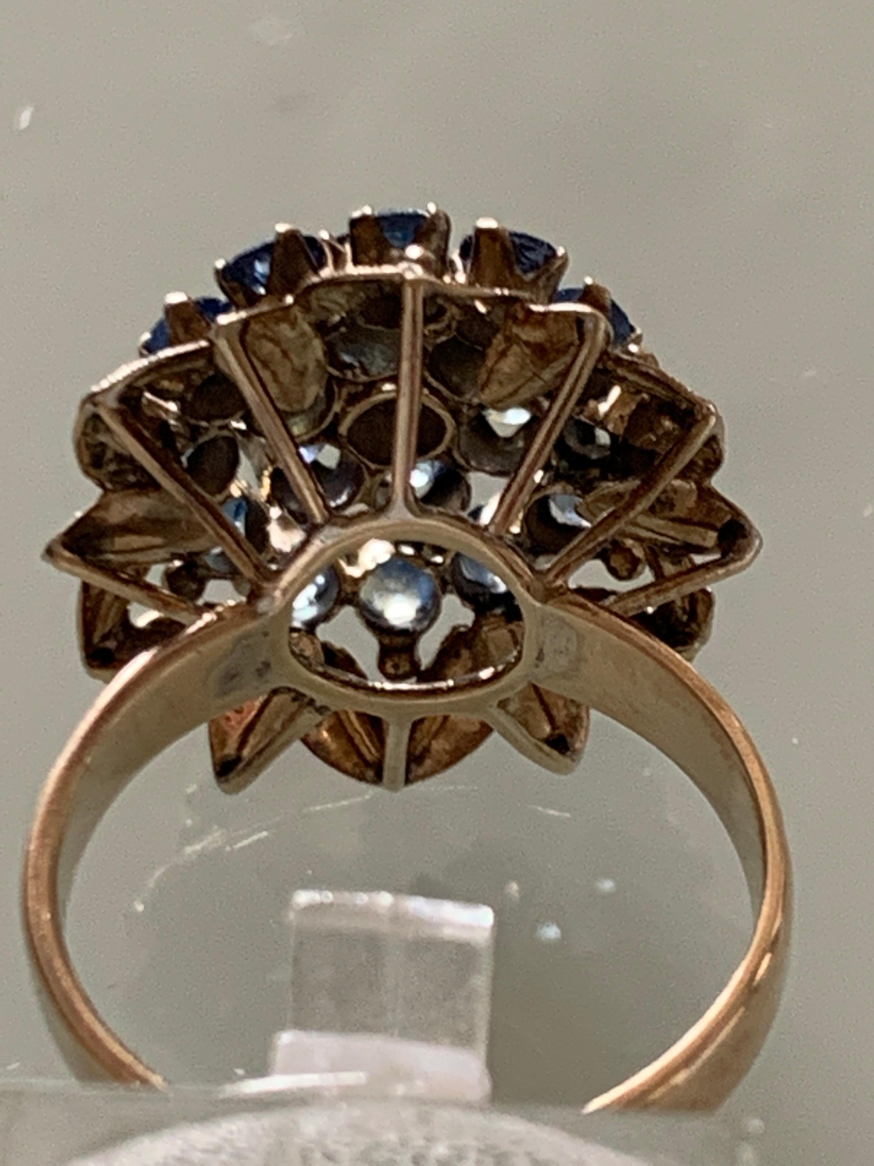 14ct Gold Blauer Edelstein Ring im Angebot 4