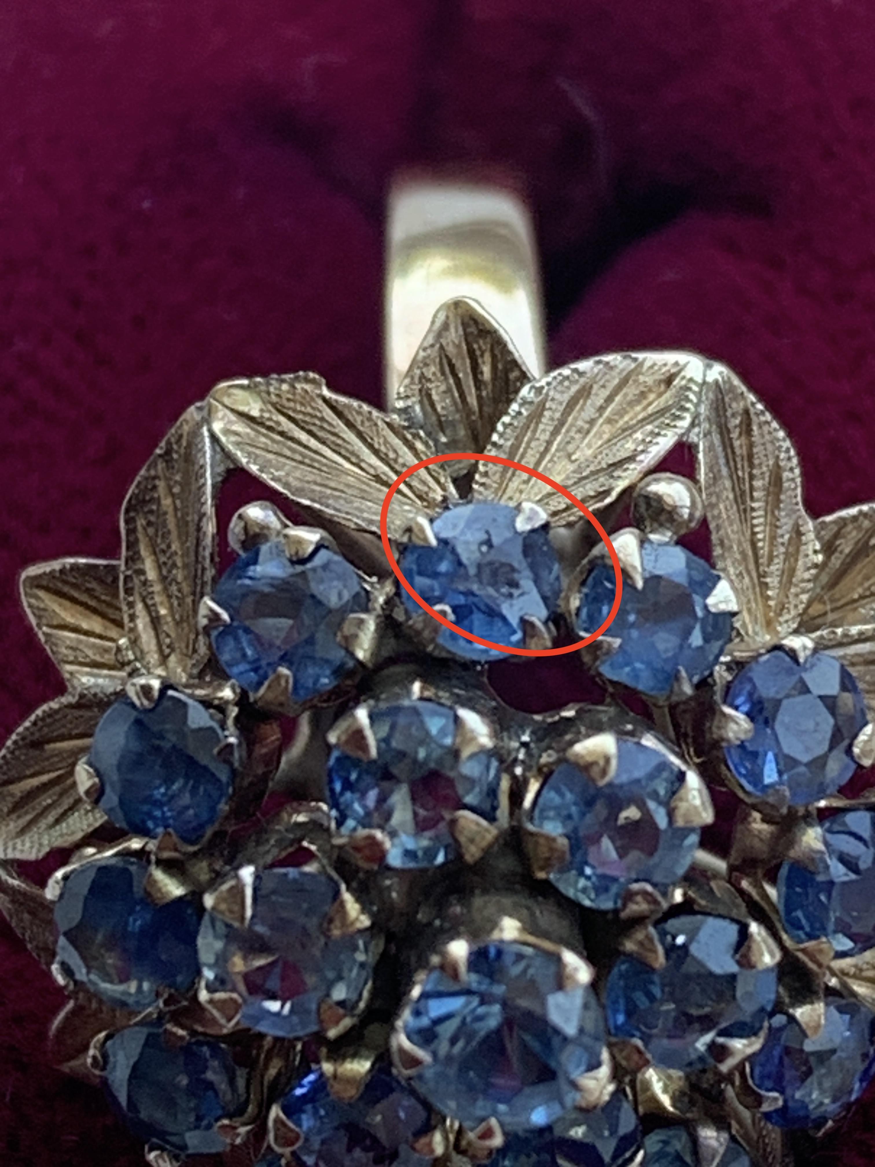 14ct Gold Blauer Edelstein Ring im Angebot 6