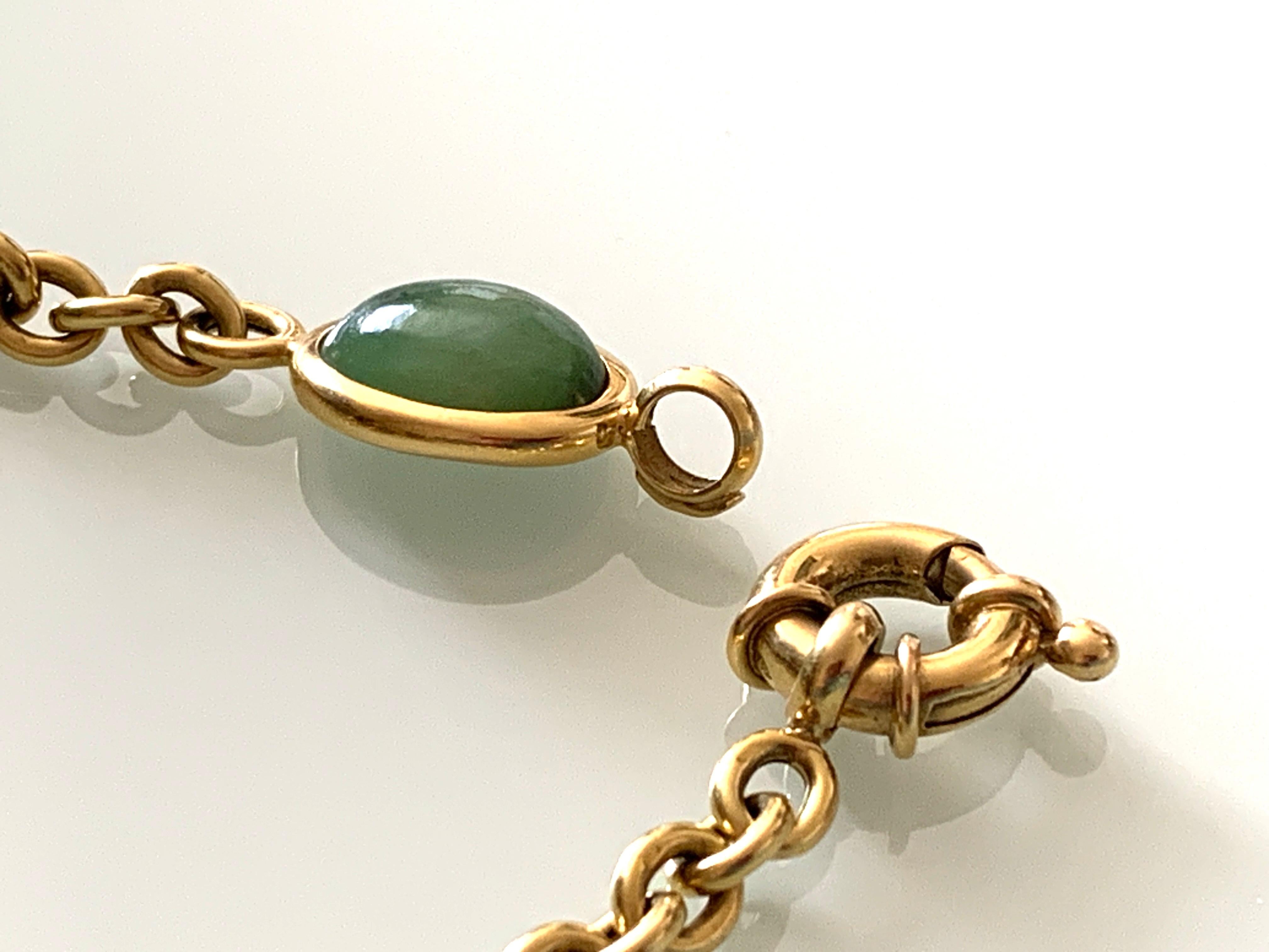 Bracelet français en or 18ct et jade Pour femmes en vente
