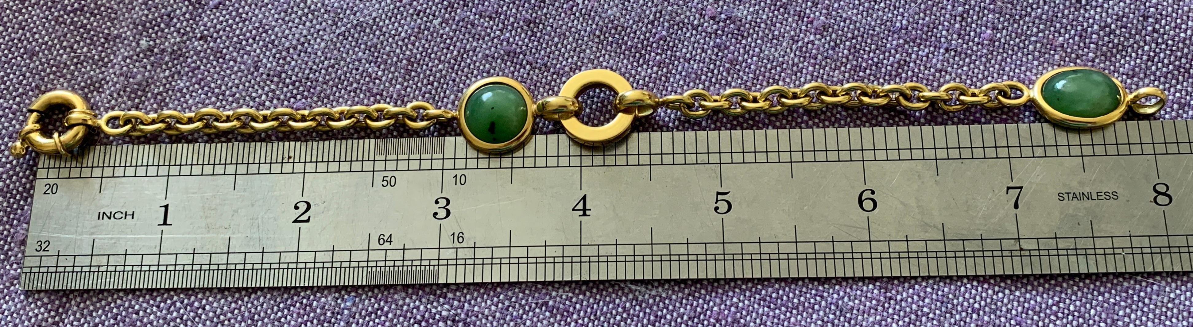 Bracelet français en or 18ct et jade en vente 12