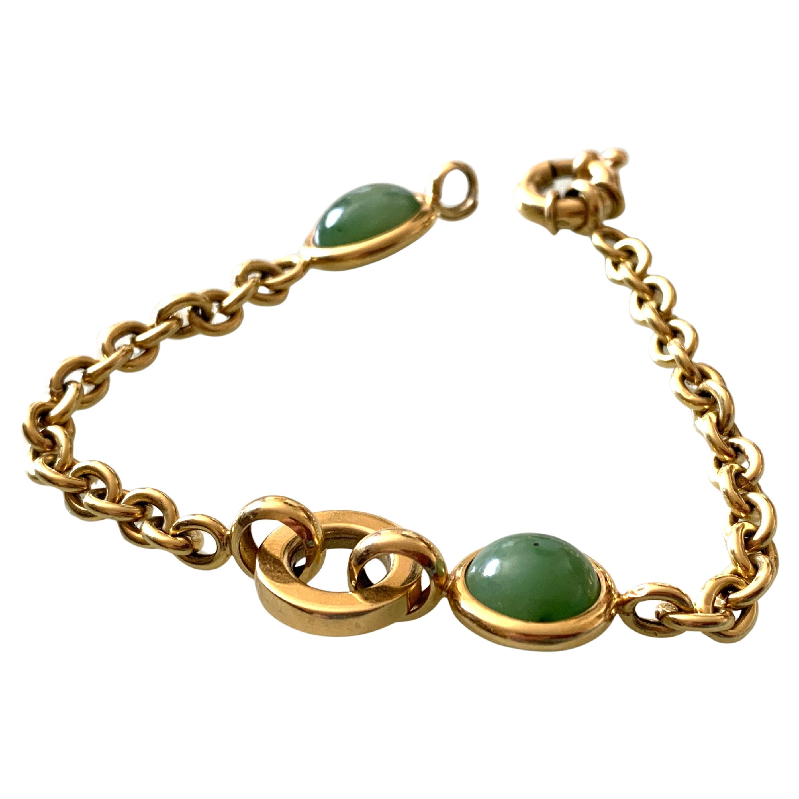 Bracelet français en or 18ct et jade