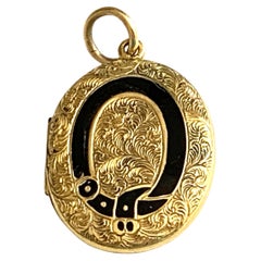 Antique 15ct Gold Locket with enamel Belt