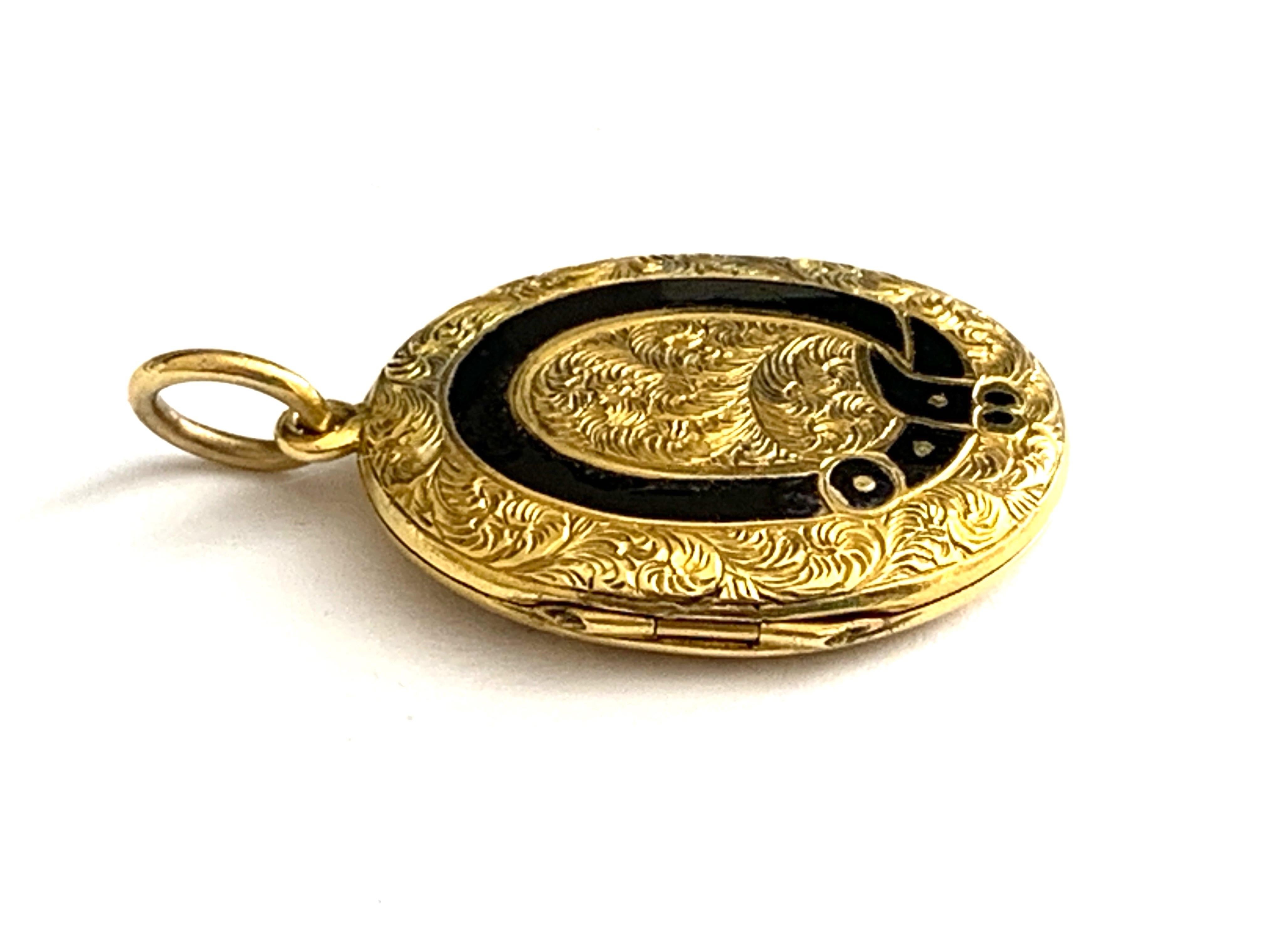 De las mujeres Relicario antiguo de oro de 15 ct con cinturón esmaltado en venta