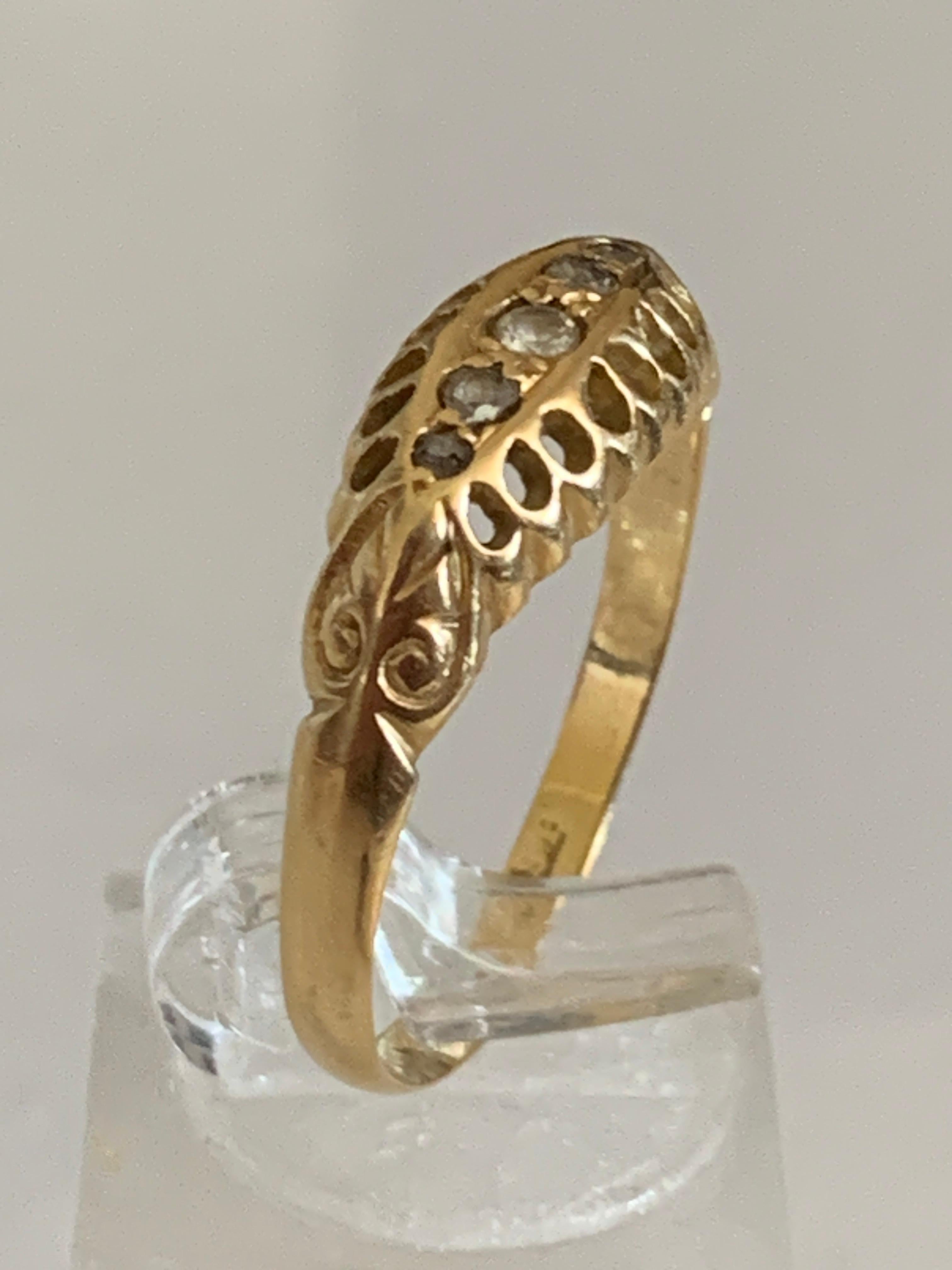 Tardo vittoriano Anello antico in oro 18ct con diamante da 0,15 carati in vendita