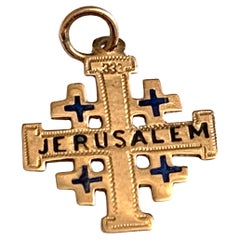 8ct 333 Gold antik blau emailliert Jerusalem Charme