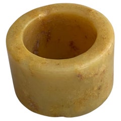 20th Century Yellow Jade Stone Archers Ring