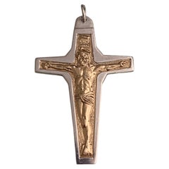 Large 14ct Gold Jesus set in Sterling Silver Pendant 1970's