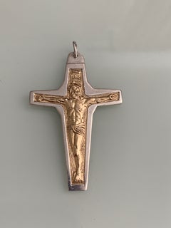 Large 14ct Gold Jesus set in Sterling Silver Pendant 1970's