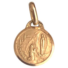 Early 20th-Century French 18K Gold Notre Dame de Lourdes Medal