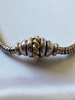 Collier vintage « serpent » David Wysor en argent massif 925 et or 18 carats
