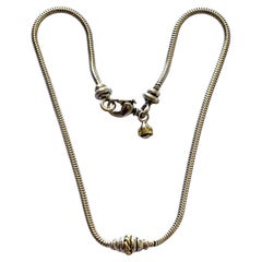 Collier vintage « serpent » David Wysor en argent massif 925 et or 18 carats