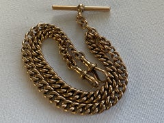 Antique Victorian 9ct Rose Gold Double Albert Watch Chain by John Grinsell