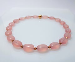Quarz Collier de perles baroque en or rose 18 carats et roses