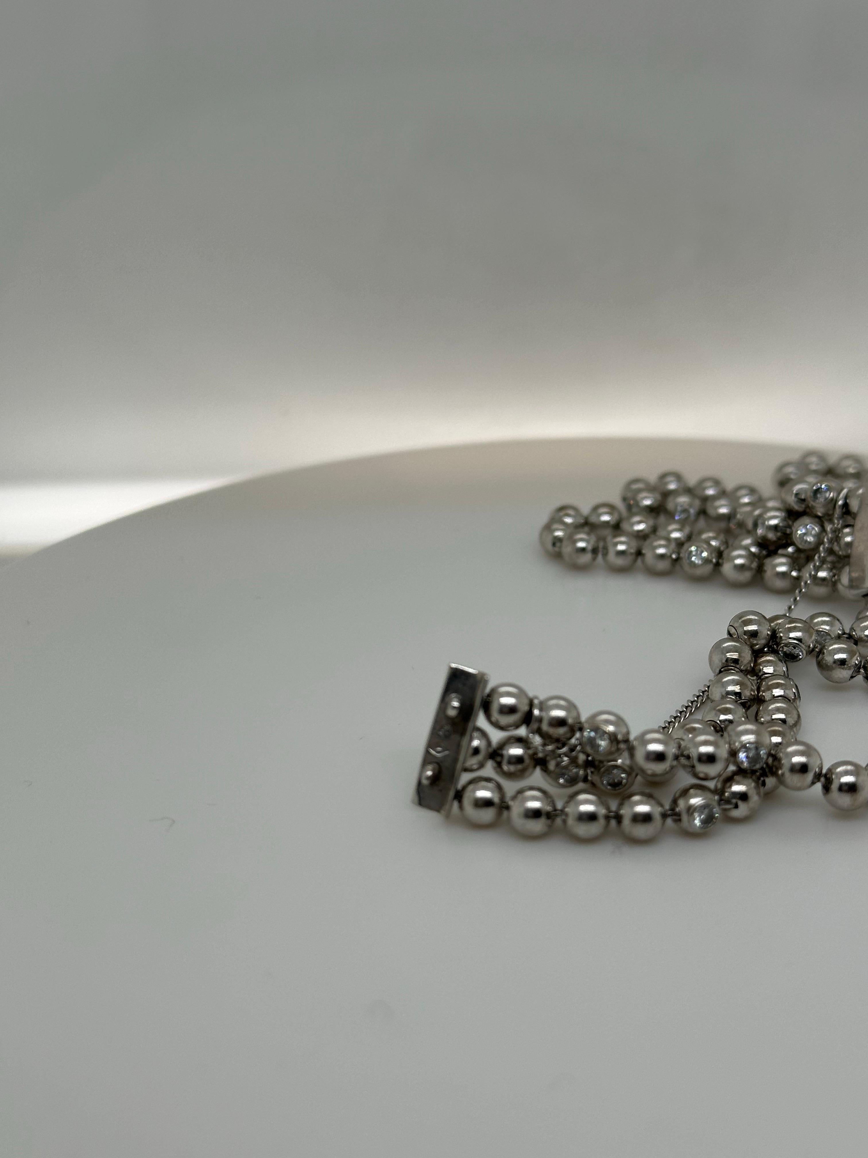 Cartier Bracelet à 3 rangées de perles de diamants en or blanc 18 carats en vente 6
