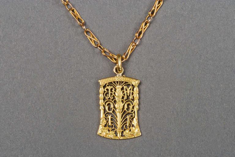 French Art Nouveau Gold Toi et Moi Pendant and Chain circa 1910 at 1stdibs