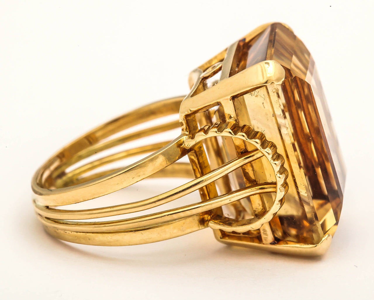  English  Retro Citrine Gold  Ring  1950s For Sale at 1stdibs