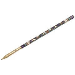 1910s Russian Enamelled Silver-Gilt Dip Pen with Gold Nib