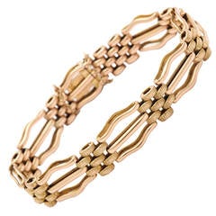 1900s English Gold Gate-Link Bracelet 11