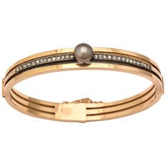 1880s French Diamond Gold Bangle Bracelet 3